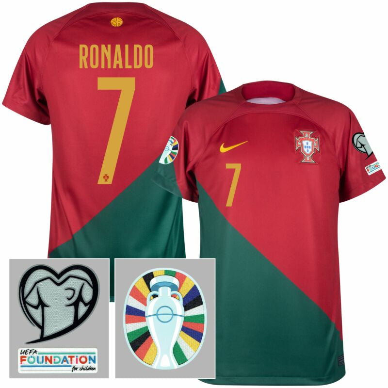 Jersey Portugal I [Of Patch de Qualificação Euro 2024] 22/23 - Red - Ronaldo #7