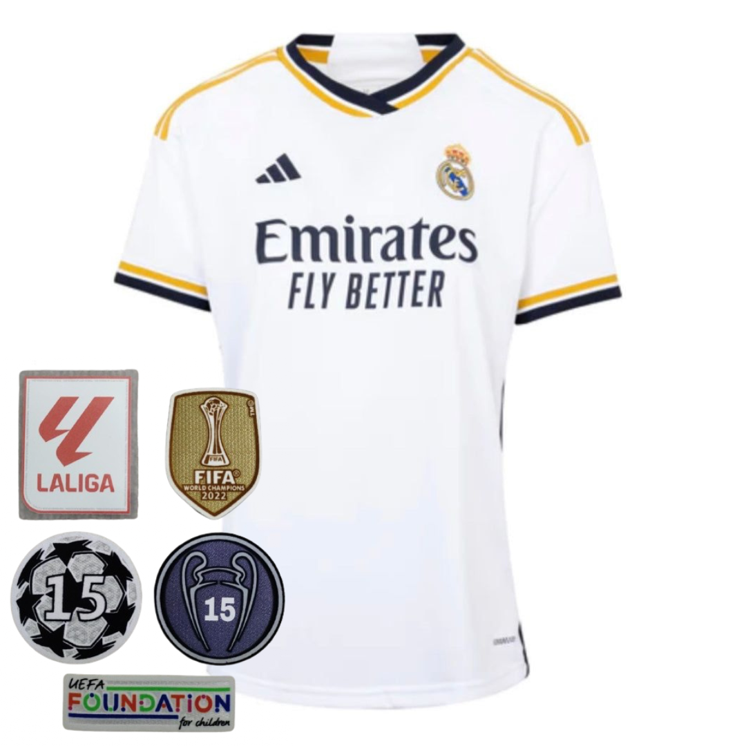 Jersey Real Madrid I [Of Patches Campeão Champions] 23/24 - White